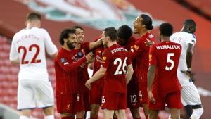 Liverpool players celebrate a goal against Crystal Palace in the Premier League.(Getty Images) Liverpool players celebrate a goal against Crystal Palace in the Premier League.(Getty Images)