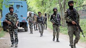 Security forces at an encounter site in Saimoh area of Tral, Awantipora on June 2, 2020.(ANI File Photo) Security forces at an encounter site in Saimoh area of Tral, Awantipora on June 2, 2020.(ANI File Photo)