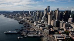 Downtown Seattle is seen in this aerial photo taken over Seattle Washington, US.(REUTERS) Downtown Seattle is seen in this aerial photo taken over Seattle Washington, US.(REUTERS)