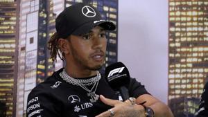 Mercedes' Lewis Hamilton during press conference.(REUTERS) Mercedes' Lewis Hamilton during press conference.(REUTERS)