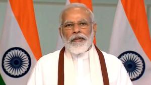 Modi said Ayushman Bharat is the “largest healthcare scheme in the world” through which over a crore people have got “quality treatment.”(ANI) Modi said Ayushman Bharat is the “largest healthcare scheme in the world” through which over a crore people have got “quality treatment.”(ANI)