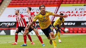Arsenal's Dani Ceballos celebrates scoring their second goal.(REUTERS) Arsenal's Dani Ceballos celebrates scoring their second goal.(REUTERS)