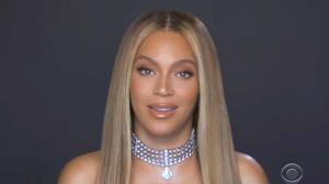 In this video grab issued Sunday, June 28, 2020, by BET, Beyonce accepts the humanitarian award during the BET Awards. (BET via AP)(AP) In this video grab issued Sunday, June 28, 2020, by BET, Beyonce accepts the humanitarian award during the BET Awards. (BET via AP)(AP)