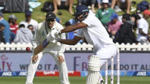 India's Mayank Agarwal bats against New Zealand during the first cricket test between India and New Zealand at the Basin Reserve in Wellington, New Zealand, Sunday.(AP) India's Mayank Agarwal bats against New Zealand during the first cricket test between India and New Zealand at the Basin Reserve in Wellington, New Zealand, Sunday.(AP)