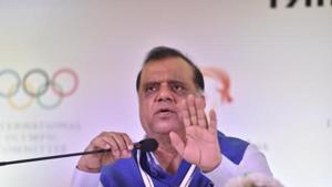 President of the Indian Olympic Association (IOA) Dr. Narinder Dhruv Batra ( L) addresses a press conference.(Sonu Mehta/HT PHOTO) President of the Indian Olympic Association (IOA) Dr. Narinder Dhruv Batra ( L) addresses a press conference.(Sonu Mehta/HT PHOTO)