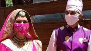 Manish Raisinghan and Sangeita Chauhaan at their wedding earlier in the day on Tuesday. Manish Raisinghan and Sangeita Chauhaan at their wedding earlier in the day on Tuesday.