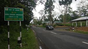 The Kanchanjuri animal corridor in Kaliabar area of Assam’s Nagaon district. The building under construction can be seen in the background(Sourced) The Kanchanjuri animal corridor in Kaliabar area of Assam’s Nagaon district. The building under construction can be seen in the background(Sourced)