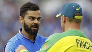 Virat Kohli of India shakes hands with Aaron Finch of Australia at the end of the Group Stage match of the ICC Cricket World Cup 2019 between India and Australia at The Oval on June 9, 2019 in London, England.(Getty Images)