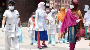 Health workers in protective gear during a large scale screening of residents in the Hindpirhi coronavirus containment zone in Ranchi, Jharkhand.(Photo by Diwakar Prasad/ Hindustan Times) Health workers in protective gear during a large scale screening of residents in the Hindpirhi coronavirus containment zone in Ranchi, Jharkhand.(Photo by Diwakar Prasad/ Hindustan Times)