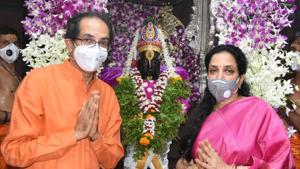 Maharashtra chief minister Uddhav Thackeray along with wife Rashmi at Pandharpur, on Monday.(HT PHOTO) Maharashtra chief minister Uddhav Thackeray along with wife Rashmi at Pandharpur, on Monday.(HT PHOTO)