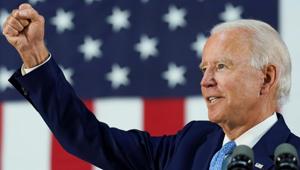 Democratic US presidential candidate and former Vice President Joe Biden thrusts his fist while answering questions from reporters during a campaign event in Wilmington, Delaware on June 30, 2020.(Reuters Photo) Democratic US presidential candidate and former Vice President Joe Biden thrusts his fist while answering questions from reporters during a campaign event in Wilmington, Delaware on June 30, 2020.(Reuters Photo)