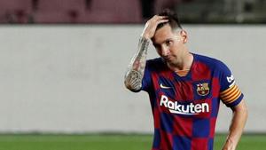 Barcelona's Lionel Messi reacts(REUTERS) Barcelona's Lionel Messi reacts(REUTERS)