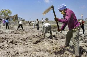 Labourers working at a MNREGA site in a village in Amethi district of Uttar Pradesh.(PTI File) Labourers working at a MNREGA site in a village in Amethi district of Uttar Pradesh.(PTI File)