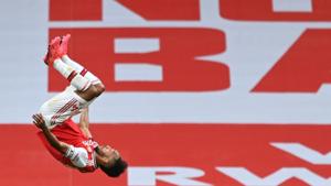 Arsenal's Pierre-Emerick Aubameyang celebrates scoring their third goal.(REUTERS) Arsenal's Pierre-Emerick Aubameyang celebrates scoring their third goal.(REUTERS)