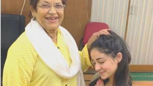 Saroj Khan with Ananya Panday, one of her students. Saroj Khan with Ananya Panday, one of her students.