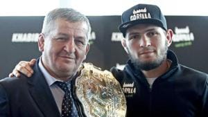 UFC champion Khabib Nurmagomedov with his father.(Getty Images)