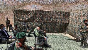 Prime Minister Narendra Modi interacting with soldiers in Nimu, near Leh in Ladakh on Friday. Prime Minister Narendra Modi interacting with soldiers in Nimu, near Leh in Ladakh on Friday.