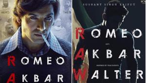 Sushant Singh Rajput on the Romeo Akbar Walter poster (R), and John Abraham (L). Sushant Singh Rajput on the Romeo Akbar Walter poster (R), and John Abraham (L).