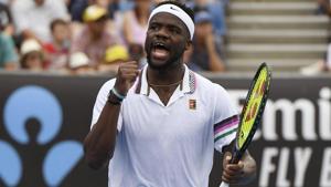 United States' Frances Tiafoe celebrates after winning the second set against Andreas Seppi of Italy.(AP) United States' Frances Tiafoe celebrates after winning the second set against Andreas Seppi of Italy.(AP)