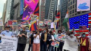 The protest comes after the brutal June 15 border clash in eastern Ladakh’s Galwan Valley during which 20 Indian Army soldiers were killed and 76 injured.(PTI) The protest comes after the brutal June 15 border clash in eastern Ladakh’s Galwan Valley during which 20 Indian Army soldiers were killed and 76 injured.(PTI)
