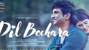 Sushant Singh Rajput and Sanjana Sanghi in the new poster of Dil Bechara. Sushant Singh Rajput and Sanjana Sanghi in the new poster of Dil Bechara.
