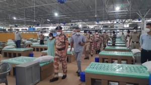 The centre is 1,700 feet long, 700 feet wide -- roughly the size of 20 football fields -- and has 200 enclosures with 50 beds each.(ITBP) The centre is 1,700 feet long, 700 feet wide -- roughly the size of 20 football fields -- and has 200 enclosures with 50 beds each.(ITBP)