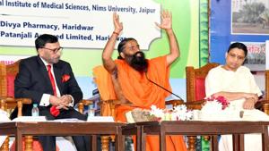 The complaint stated that Patanjali only had the requisite permission to make an immunity booster and their claim of AYUSH Ministry permitting them to make the cure is false.(ANI file photo) The complaint stated that Patanjali only had the requisite permission to make an immunity booster and their claim of AYUSH Ministry permitting them to make the cure is false.(ANI file photo)