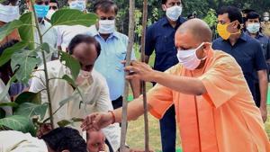 We will try to achieve 35 crore planting of saplings in the future,” UP CM Adityanath said.(PTI) We will try to achieve 35 crore planting of saplings in the future,” UP CM Adityanath said.(PTI)