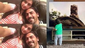 Arjun Rampal with his daughter Mahikaa and son Arik. Arjun Rampal with his daughter Mahikaa and son Arik.