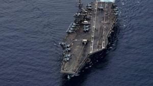 The USS Ronald Reagan in the South China Sea on July 4.(Twitter/@USPacificFleet) The USS Ronald Reagan in the South China Sea on July 4.(Twitter/@USPacificFleet)