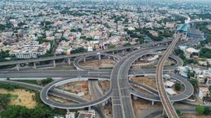 An aerial view of deserted Kathipara flyover during an intensified lockdown as a preventive measure against the spread of coronavirus disease, in Chennai.(PTI) An aerial view of deserted Kathipara flyover during an intensified lockdown as a preventive measure against the spread of coronavirus disease, in Chennai.(PTI)
