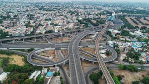 An aerial view of deserted Kathipara flyover during an intensified lockdown as a preventive measure against the spread of coronavirus disease, in Chennai on Sunday.(PTI File Photo) An aerial view of deserted Kathipara flyover during an intensified lockdown as a preventive measure against the spread of coronavirus disease, in Chennai on Sunday.(PTI File Photo)