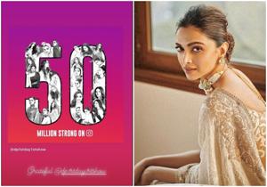 Deepika Padukone expressed her gratitude at hitting the 50 million mark on Instagram. Deepika Padukone expressed her gratitude at hitting the 50 million mark on Instagram.