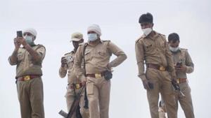 Kanpur: Police personnel at the residence of criminal Vikas Dubey, after an encounter in Bikaru village where 8 police personnel lost their lives, in Kanpur(PTI) Kanpur: Police personnel at the residence of criminal Vikas Dubey, after an encounter in Bikaru village where 8 police personnel lost their lives, in Kanpur(PTI)