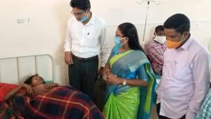 Local YSR Congress Party and TDP leaders also called on the affected tribals. (HT photo) Local YSR Congress Party and TDP leaders also called on the affected tribals. (HT photo)