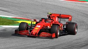 Ferrari's Charles Leclerc in action during the race.(REUTERS) Ferrari's Charles Leclerc in action during the race.(REUTERS)