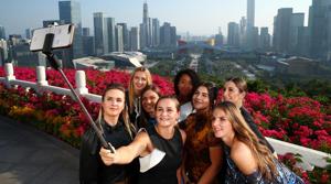 Petra Kvitova of the Czech Republic, Naomi Osaka of Japan, Elina Svitolina of Ukraine, Ashleigh Barty of Australia, Simona Halep of Romania, Bianca Andreescu of Canada, Belinda Bencic of Switzerland and Karolina Pliskova of the Czech Republic pose for a selfie ahead of the 2019 WTA Finals at Lotus Hill Park on October 25, 2019 in Shenzhen, China.(Getty Images) Petra Kvitova of the Czech Republic, Naomi Osaka of Japan, Elina Svitolina of Ukraine, Ashleigh Barty of Australia, Simona Halep of Romania, Bianca Andreescu of Canada, Belinda Bencic of Switzerland and Karolina Pliskova of the Czech Republic pose for a selfie ahead of the 2019 WTA Finals at Lotus Hill Park on October 25, 2019 in Shenzhen, China.(Getty Images)
