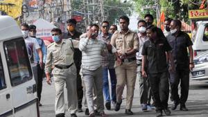 Gangster Vikas Dubey was arrested in Madhya Pradesh’s Ujjain on Thursday. He was killed in an encounter on Friday.(PTI File Photo) Gangster Vikas Dubey was arrested in Madhya Pradesh’s Ujjain on Thursday. He was killed in an encounter on Friday.(PTI File Photo)