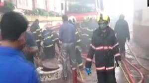 A level-4 fire broke out at a shopping centre in Borivali West of Mumbai earlier this morning.(ANI) A level-4 fire broke out at a shopping centre in Borivali West of Mumbai earlier this morning.(ANI)
