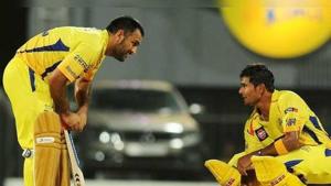 File image of S Badrinath with MS Dhoni.(IPL) File image of S Badrinath with MS Dhoni.(IPL)