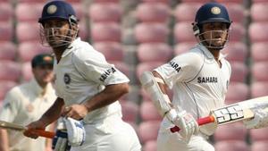 Sourav Ganguly and MS Dhoni run between the wicket.(Getty Images) Sourav Ganguly and MS Dhoni run between the wicket.(Getty Images)