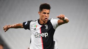 Soccer Football - Serie A - Juventus v Atalanta - Allianz Stadium, Turin, Italy - July 11, 2020 Juventus' Cristiano Ronaldo celebrates scoring their first goal, as play resumes behind closed doors following the outbreak of the coronavirus disease (COVID-19) REUTERS/Massimo Pinca TPX IMAGES OF THE DAY(REUTERS) Soccer Football - Serie A - Juventus v Atalanta - Allianz Stadium, Turin, Italy - July 11, 2020 Juventus' Cristiano Ronaldo celebrates scoring their first goal, as play resumes behind closed doors following the outbreak of the coronavirus disease (COVID-19) REUTERS/Massimo Pinca TPX IMAGES OF THE DAY(REUTERS)