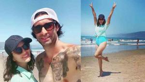 Sunny Leone at the beach in California. Sunny Leone at the beach in California.