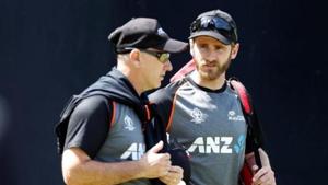 New Zealand's Kane Williamson and head coach Gary Stead during nets.(Action Images via Reuters)