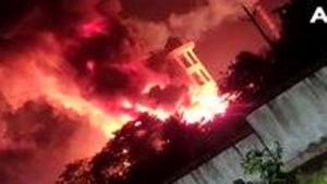 A fire has broken out at a pharma company in JN pharma city, Visakhapatnam.(ANI Photo) A fire has broken out at a pharma company in JN pharma city, Visakhapatnam.(ANI Photo)