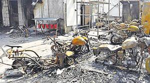 Burnt petrol pump after the riots at Bhajanpura, in New Delhi on March 1, 2020.(Sanchit Khanna/HT Photo) Burnt petrol pump after the riots at Bhajanpura, in New Delhi on March 1, 2020.(Sanchit Khanna/HT Photo)