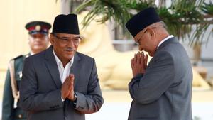 Prime Minister KP Sharma Oli routintely paints anyone who questions him or the influence of China in Nepal as a stooge of India(REUTERS) Prime Minister KP Sharma Oli routintely paints anyone who questions him or the influence of China in Nepal as a stooge of India(REUTERS)