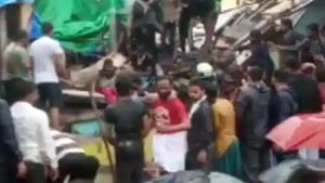 Two people were killed after a ground plus two-storey structure Chawl in Malvani area of(ANI/Twitter) Two people were killed after a ground plus two-storey structure Chawl in Malvani area of(ANI/Twitter)