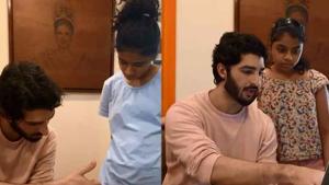 Rohman Shawl tutoring Sushmita Sen’s daughter and her friend at home. Rohman Shawl tutoring Sushmita Sen’s daughter and her friend at home.