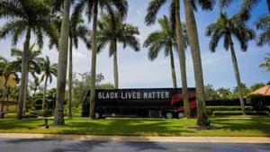 A team bus carrying the NBA champions Toronto Raptors basketball team, with Black Lives Matter displayed on the sides, arrives at the Walt Disney World complex outside Orlando, Florida.(via REUTERS) A team bus carrying the NBA champions Toronto Raptors basketball team, with Black Lives Matter displayed on the sides, arrives at the Walt Disney World complex outside Orlando, Florida.(via REUTERS)